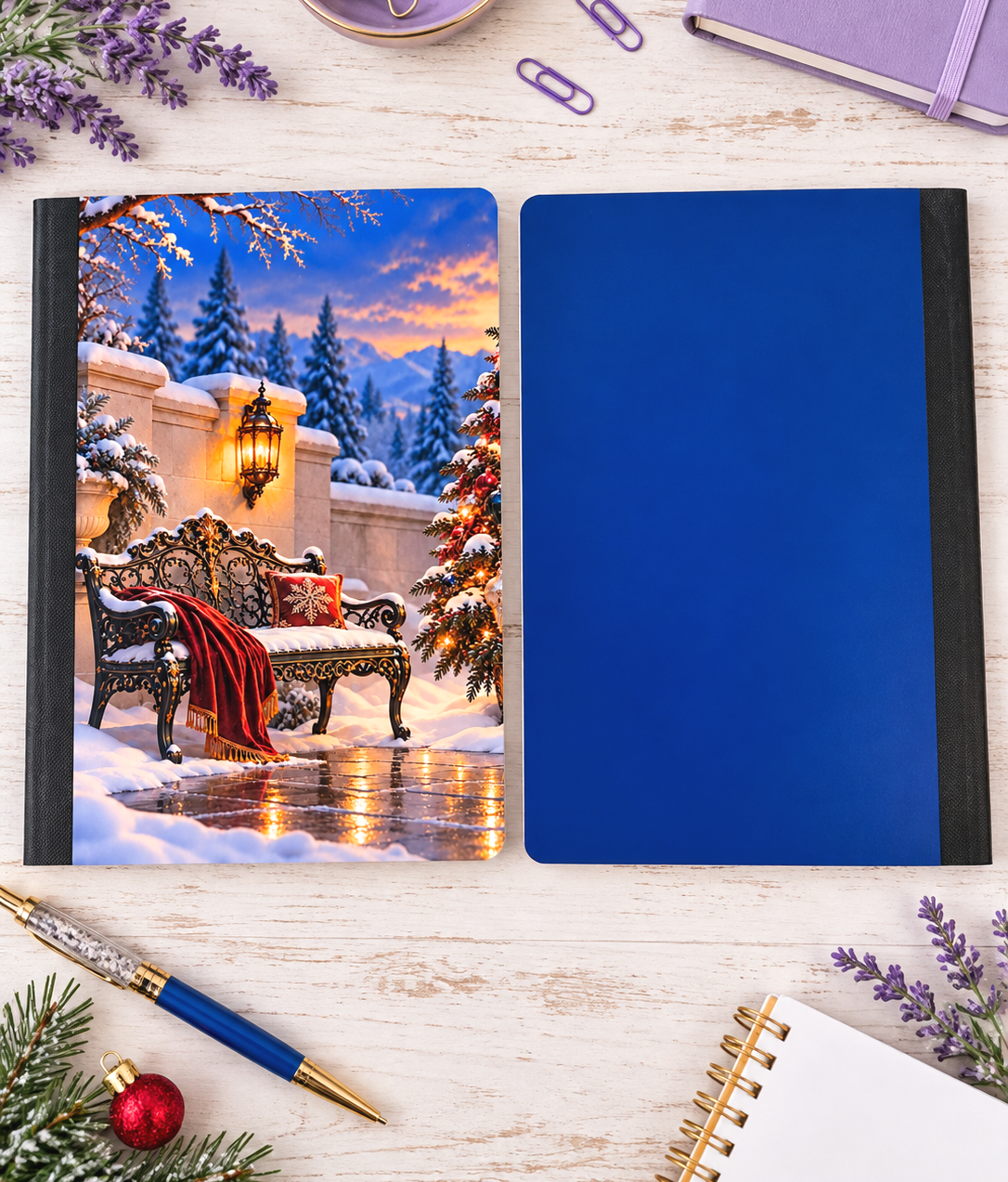 Decorative Vinyl Covered Composition Notebook Christmas Bench