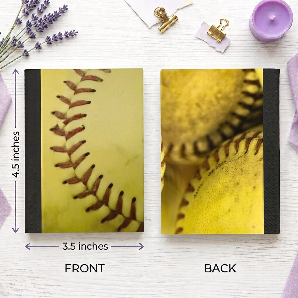 Decorative Vinyl Covered MINIATURE Composition Notebook Softball