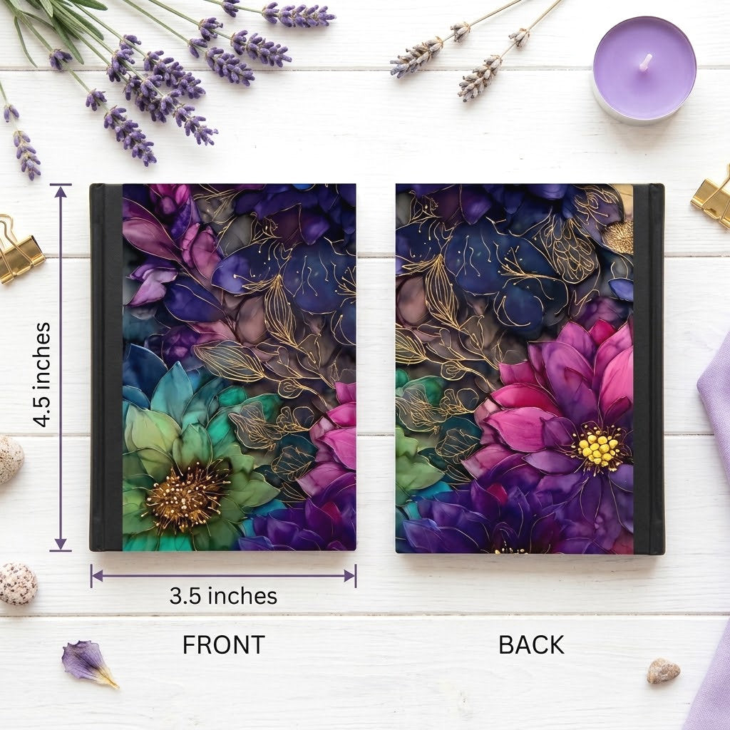 Decorative Vinyl Covered MINIATURE Composition Notebook Flowers 9