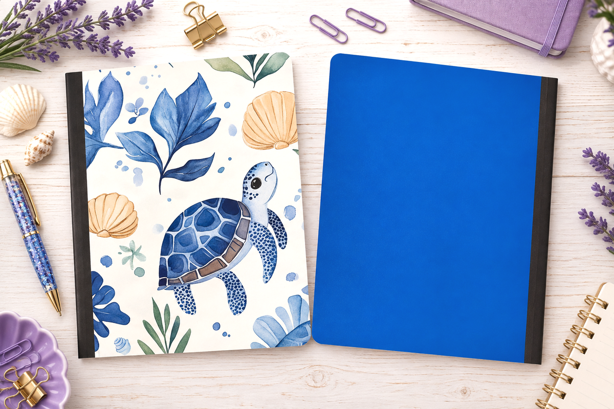 Decorative Vinyl Covered Composition Notebook BABY SEA TURTLE