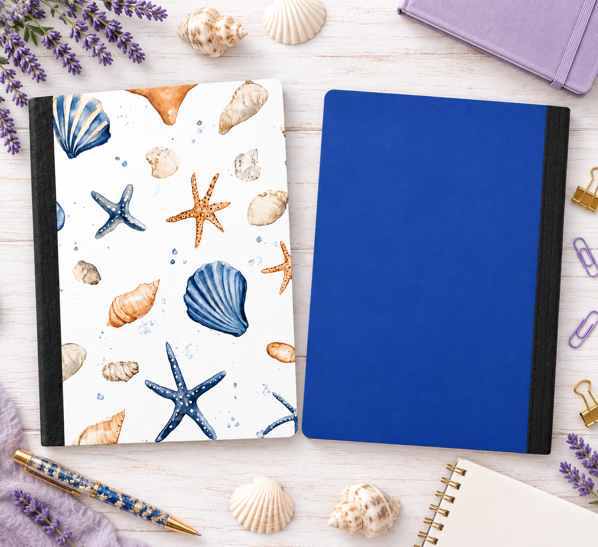 Decorative Vinyl Covered Composition Notebook Seashells