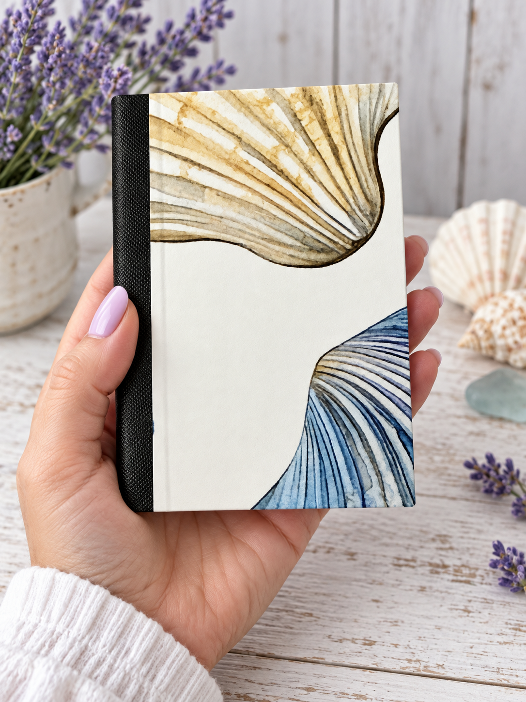 Decorative Vinyl Covered MINIATURE Composition Notebook Seashells