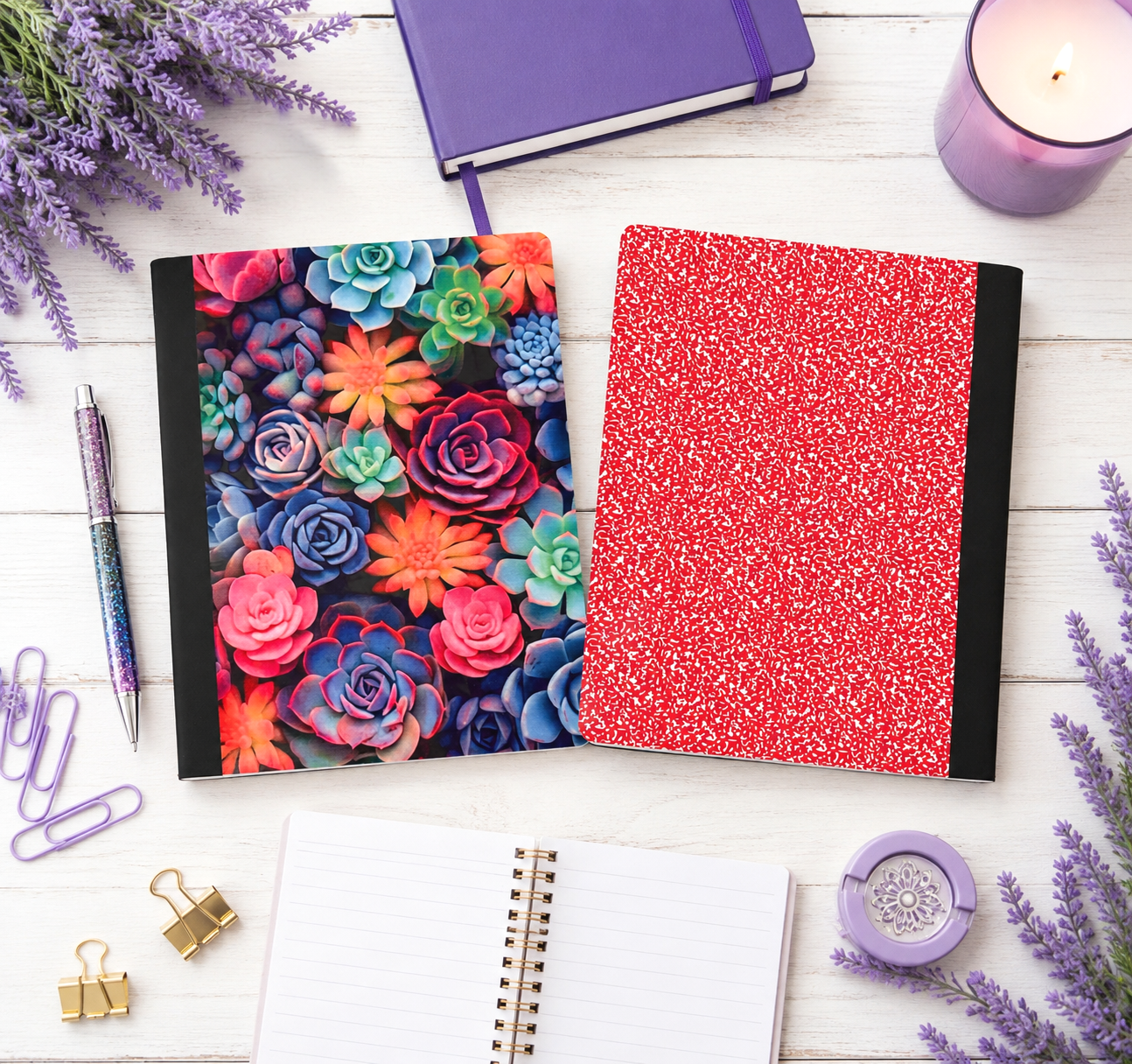 Decorative Vinyl Covered Composition Notebook Succulents