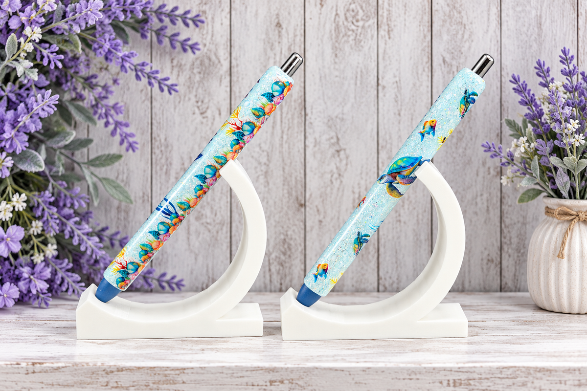 Handmade Sea Turtles Ocean Scene glitter pen with free refill