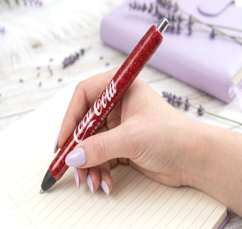 Handmade Coke Zero glitter pen with free refill