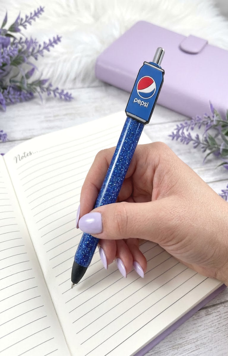 Handmade Pepsi glitter pen with free refill