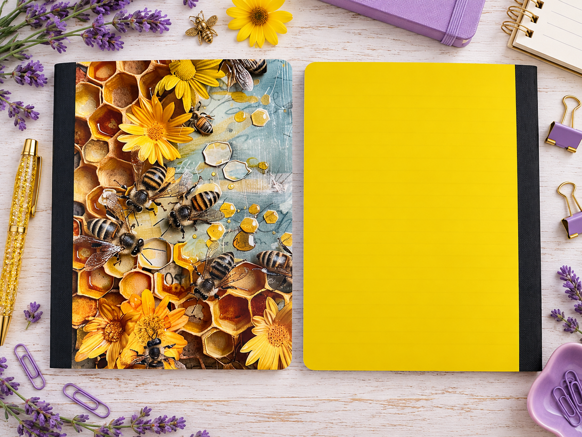 Decorative Vinyl Covered Composition Notebook Honey Bees