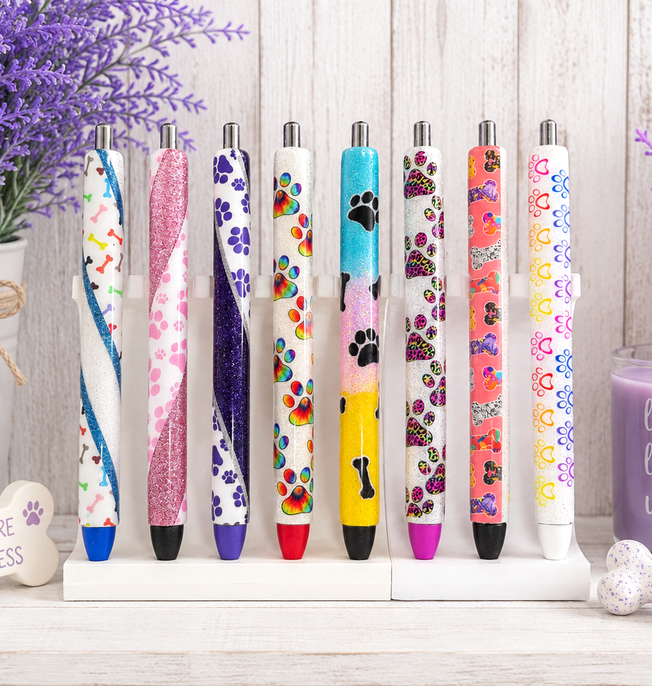 Handmade RainBow Small dog paws glitter pen with free refill