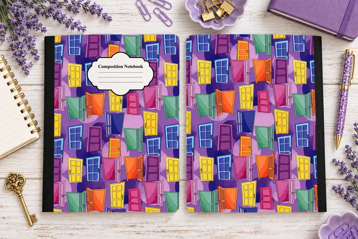 Decorative Vinyl Covered Composition Notebook Doors