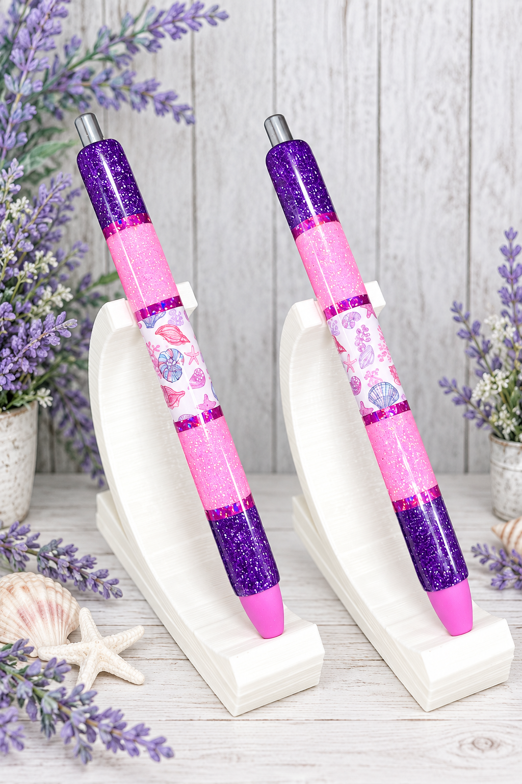 Handmade Seashells glitter pen with free refill