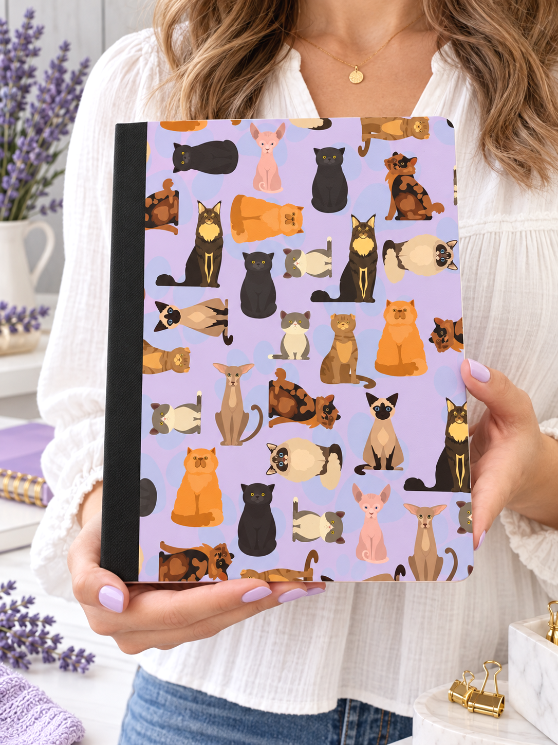 Decorative Vinyl Covered Composition Notebook Lots of Cats