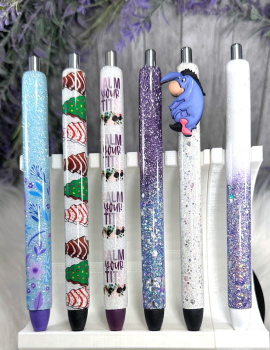 Handmade Ombre Purple and White glitter pen with free refill