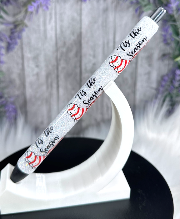 Handmade Little Debbie Tis the Season Cakes glitter pen with free refill