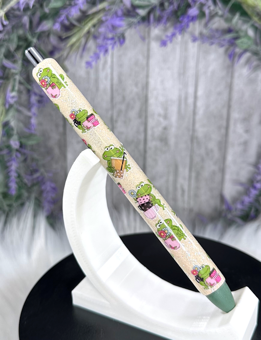 Handmade Cute Frogs  glitter pen with free refill