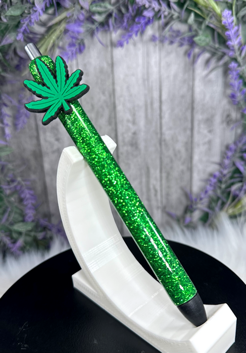 Handmade Marijuana Leaf glitter pen with free refill