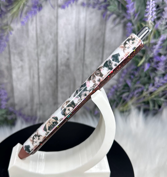 Handmade Dogs glitter pen with free refill