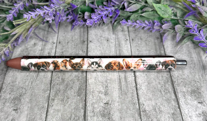 Handmade Dogs glitter pen with free refill