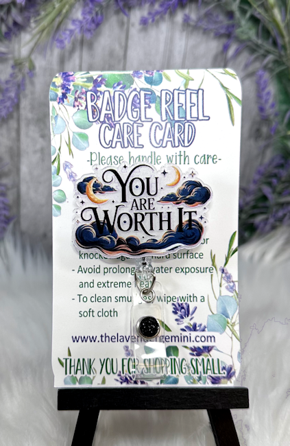 Handmade Your Worth It Badge Reel