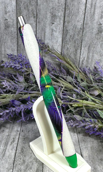 Handmade Mardi Gras Feathers Washi Tape glitter pen with free refill