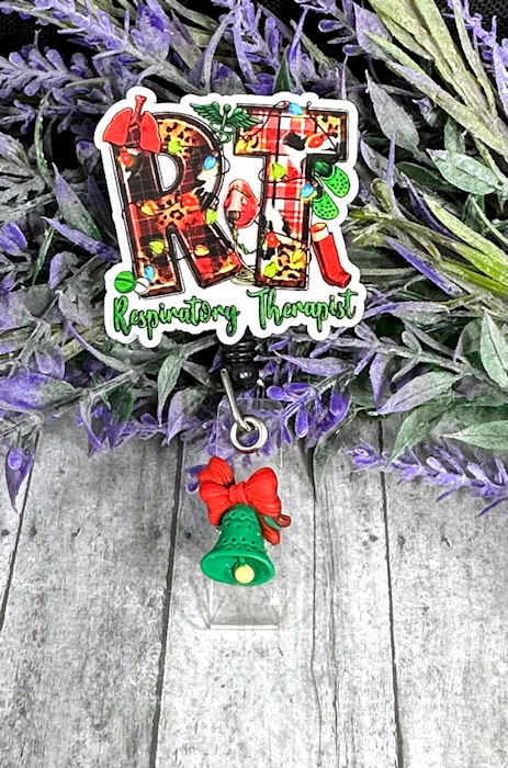 Handmade Christmas Respiratory Therapist Badge Reel