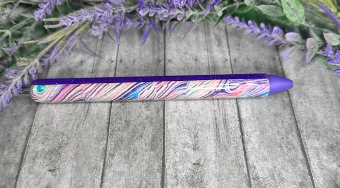 Handmade Purple Marble glitter pen with free refill