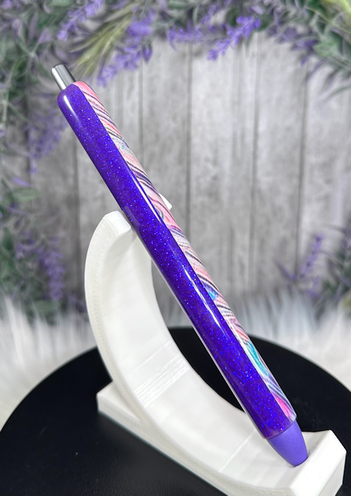 Handmade Purple Marble glitter pen with free refill