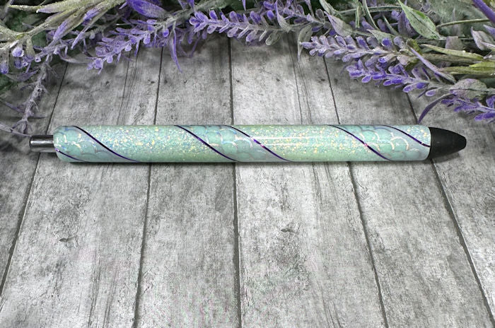 Handmade Blue Mermaid print Washi Tape glitter pen with free refill
