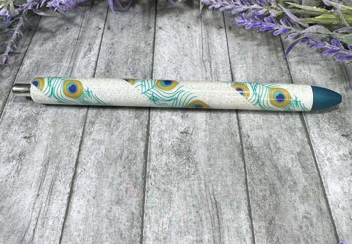 Handmade peacock Washi Tape glitter pen with free refill