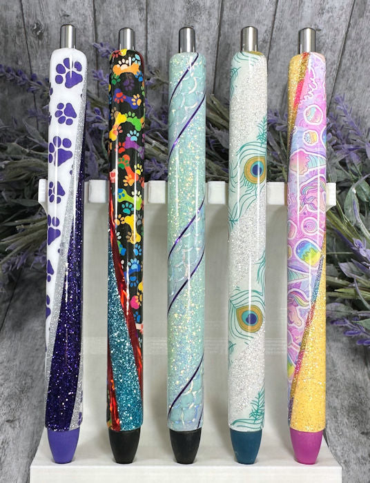 Handmade peacock Washi Tape glitter pen with free refill