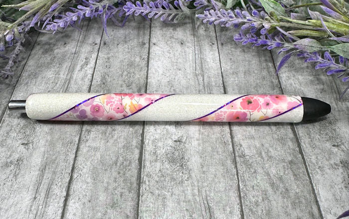 Handmade Pink flowers Washi Tape glitter pen with free refill