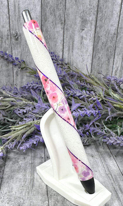 Handmade Pink flowers Washi Tape glitter pen with free refill