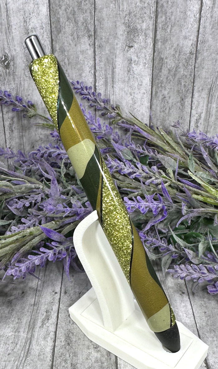 Handmade Camouflage glitter pen with free refill