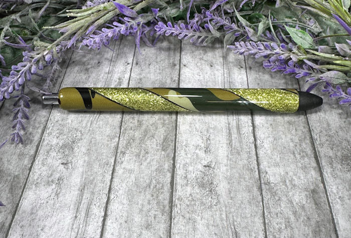 Handmade Camouflage glitter pen with free refill