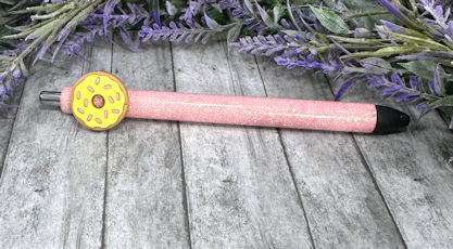 Handmade Donut on pink glitter pen with free refill