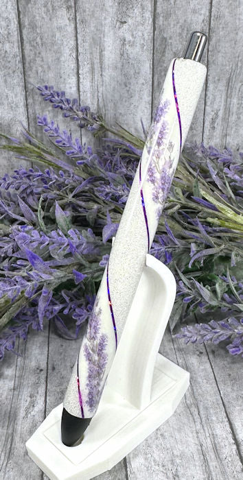 Handmade Lavender and white flowers Washi Tape glitter pen with free refill