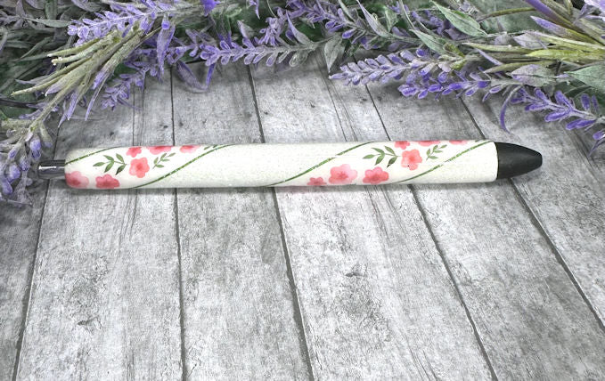 Handmade Pink flowers Washi Tape glitter pen with free refill