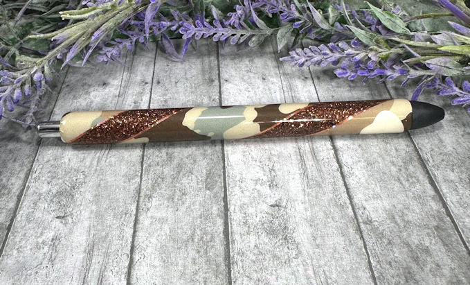 Handmade Camouflage glitter pen with free refill 2
