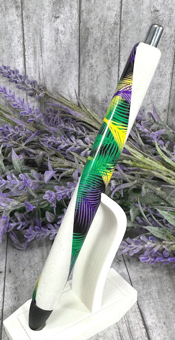 Handmade Mardi Gras Feathers Washi Tape glitter pen with free refill 2