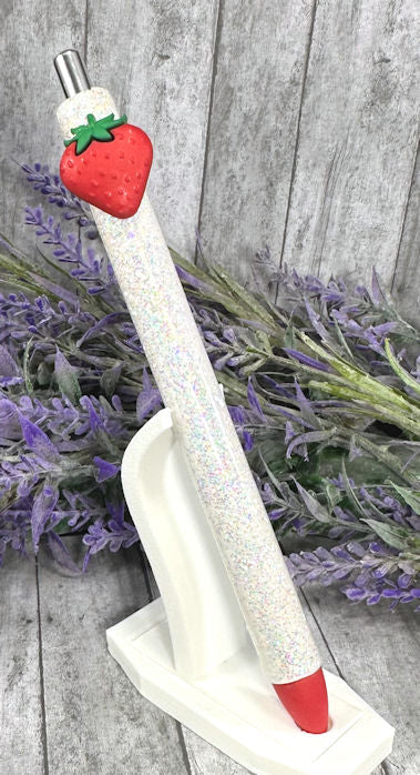 Handmade Summer Strawberry glitter pen with free refill