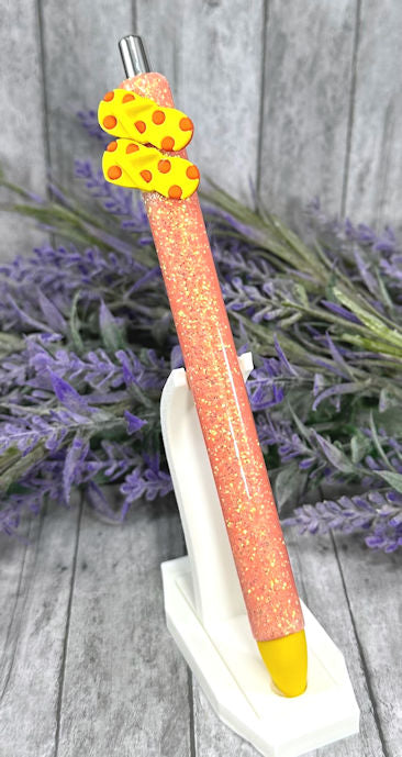 Handmade Summer Yellow Flip Flops orange glitter pen with free refill
