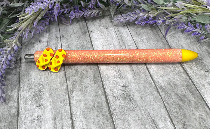 Handmade Summer Yellow Flip Flops orange glitter pen with free refill