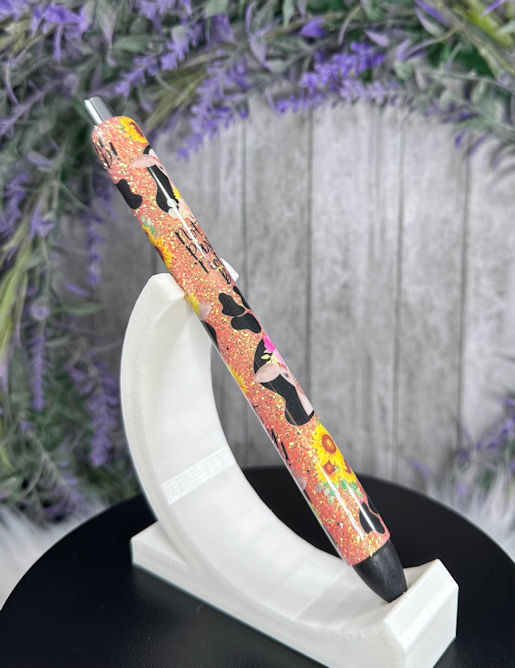 Handmade Sassy Heifer Cow glitter pen with free refill