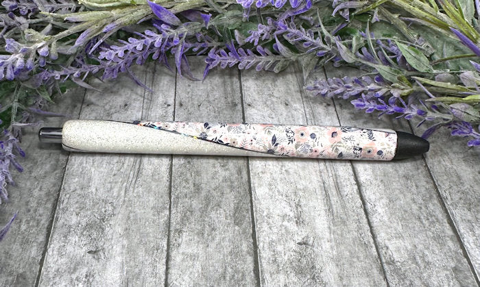 Handmade Pink and Blue flowers Washi Tape glitter pen with free refill