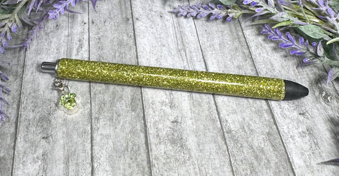 Handmade light green Dog Paw dangle charm glitter pen with free refill