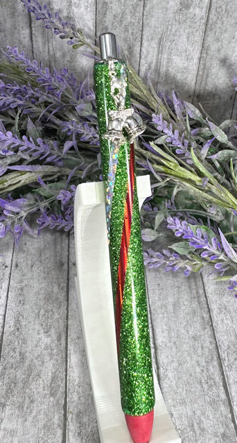 Handmade Christmas Bells dangle charm glitter pen with free refill