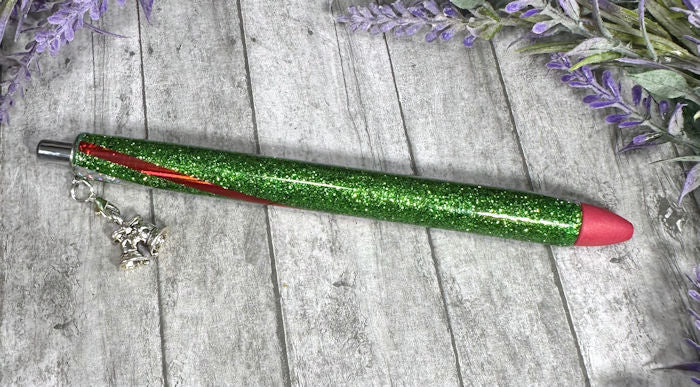 Handmade Christmas Bells dangle charm glitter pen with free refill