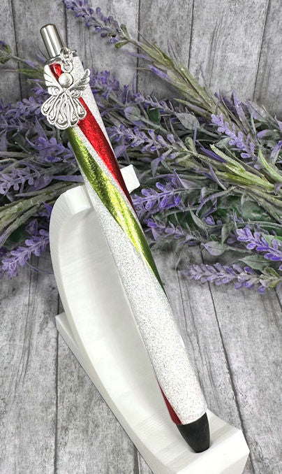 Handmade Christmas Angel dangle charm glitter pen with free refill