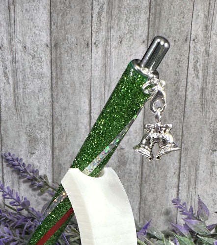 Handmade Christmas Bells dangle charm glitter pen with free refill