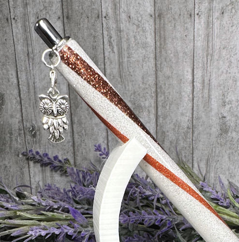 Handmade Owl dangle charm glitter pen with free refill