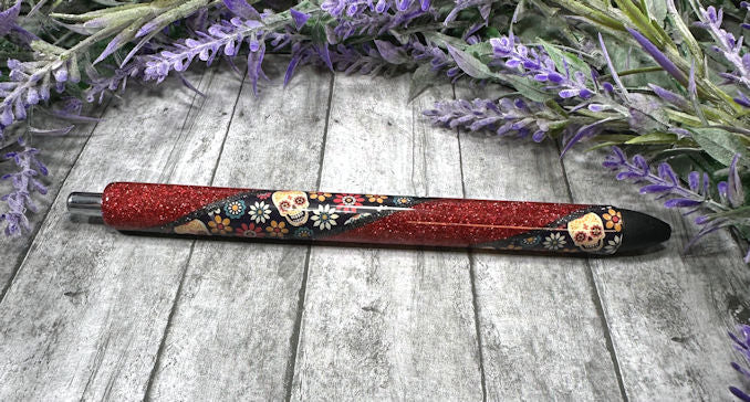 Handmade Sugar Skulls Washi Tape glitter pen with free refills